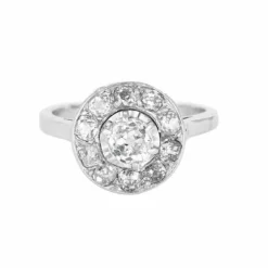Bague ronde or blanc et diamants
