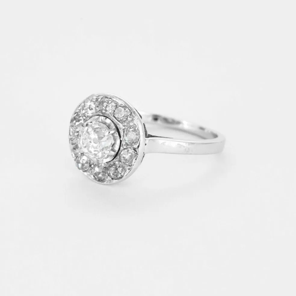 Bague ronde or blanc et diamants