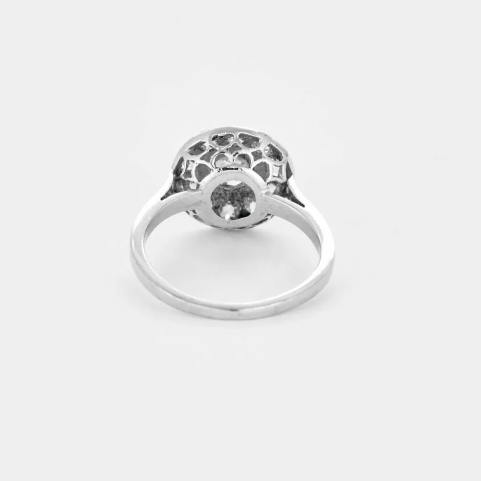 Bague ronde or blanc et diamants