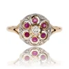 Bague ronde rubis et diamants ancienne