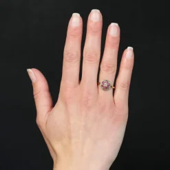 Bague ronde rubis et diamants ancienne
