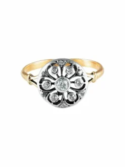 Bague "Rosace" Or Argent Diamants
