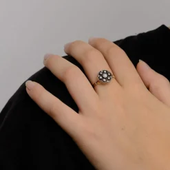 Bague "Rosace" Or Argent Diamants