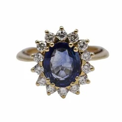 Bague Rosette avec Saphir et Diamant