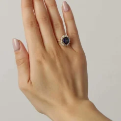 Bague Rosette avec Saphir et Diamant