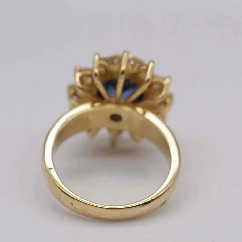 Bague Rosette en Or Jaune Saphir et Diamant