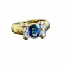 Bague rouleau or jaune saphirs et diamants