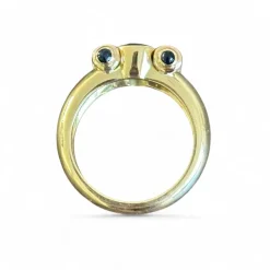 Bague rouleau or jaune saphirs et diamants