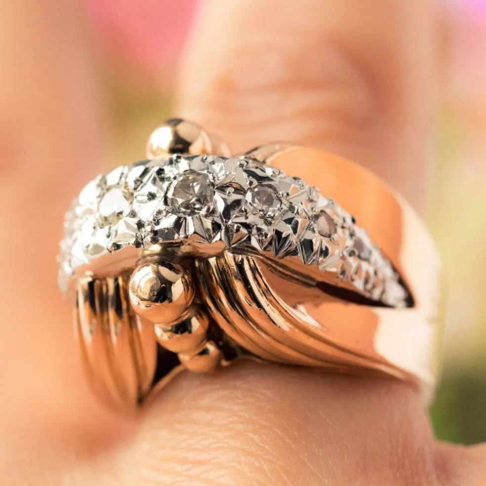 Bague rétro ancienne diamants