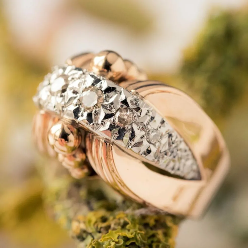 Bague rétro ancienne diamants