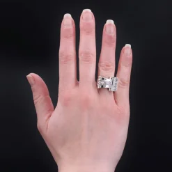 Bague rétro asymétrique diamants