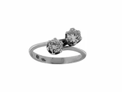 Bague rétro certifiée HRD or blanc, diamants naturels