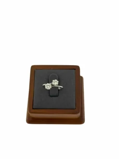 Bague rétro certifiée HRD or blanc, diamants naturels