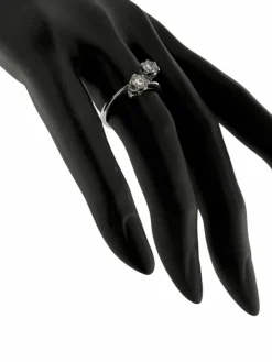 Bague rétro certifiée HRD or blanc, diamants naturels