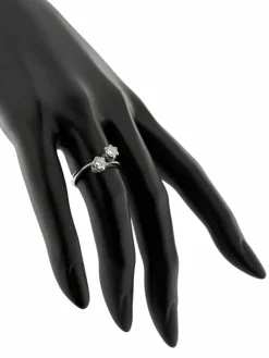 Bague rétro certifiée HRD or blanc, diamants naturels