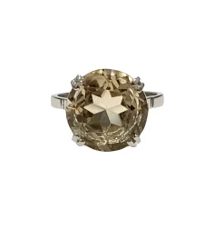Bague rétro citrine et or blanc