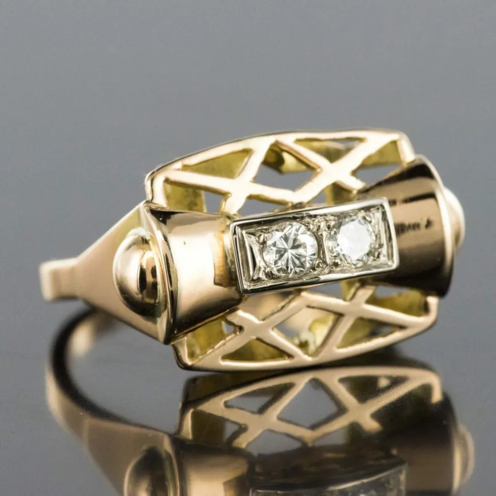 Bague rétro diamants