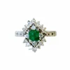 bague rétro en or avec diamant et émeraude