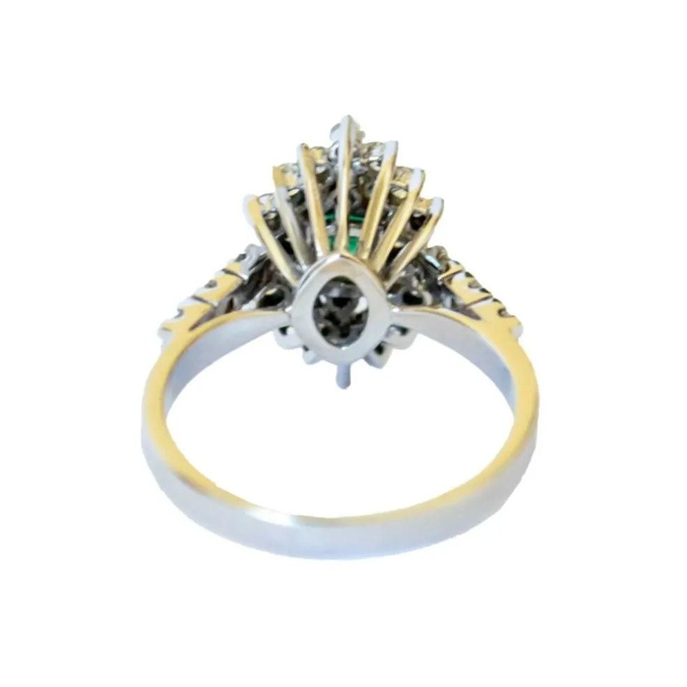 bague rétro en or avec diamant et émeraude