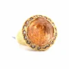 Bague rétro en or jaune, citrine, diamants
