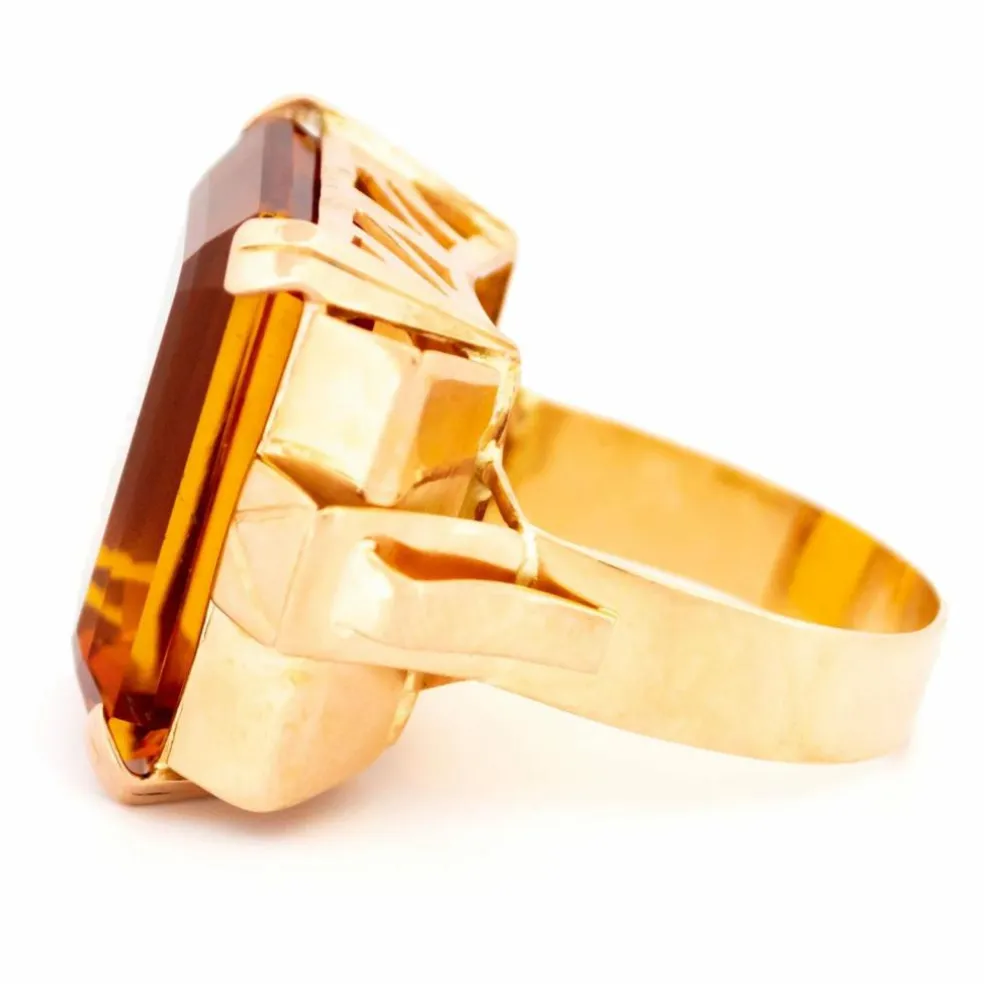 Bague Rétro en Or jaune, Citrine