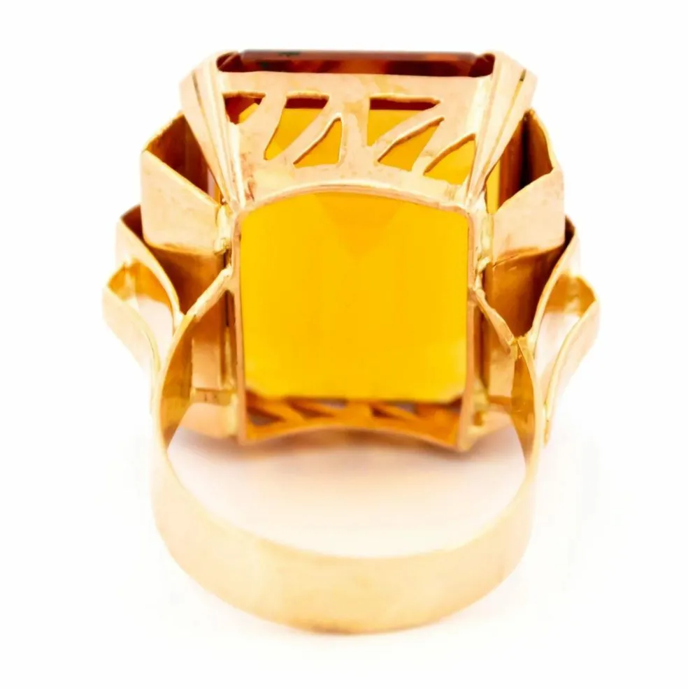 Bague Rétro en Or jaune, Citrine