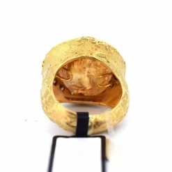 Bague rétro en or jaune, citrine, diamants