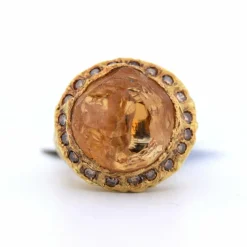 Bague rétro en or jaune, citrine, diamants
