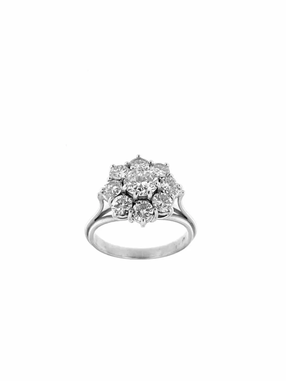 Bague rétro en platine avec diamants certificat HRD