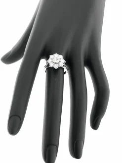Bague rétro en platine avec diamants certificat HRD
