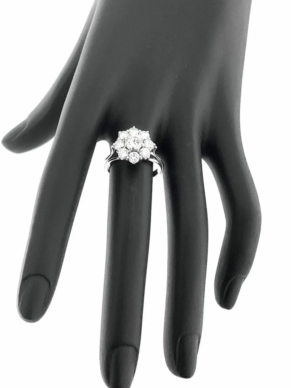 Bague rétro en platine avec diamants certificat HRD