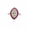 Bague Rétro Or blanc Diamant Rubis