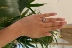 Bague Rétro Or blanc Diamant Rubis