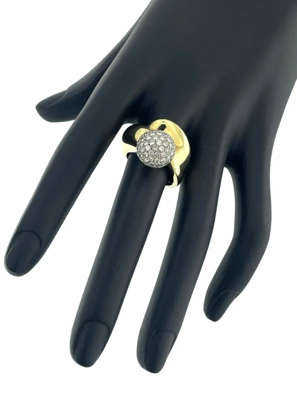 Bague rétro or jaune diamants certificat HRD