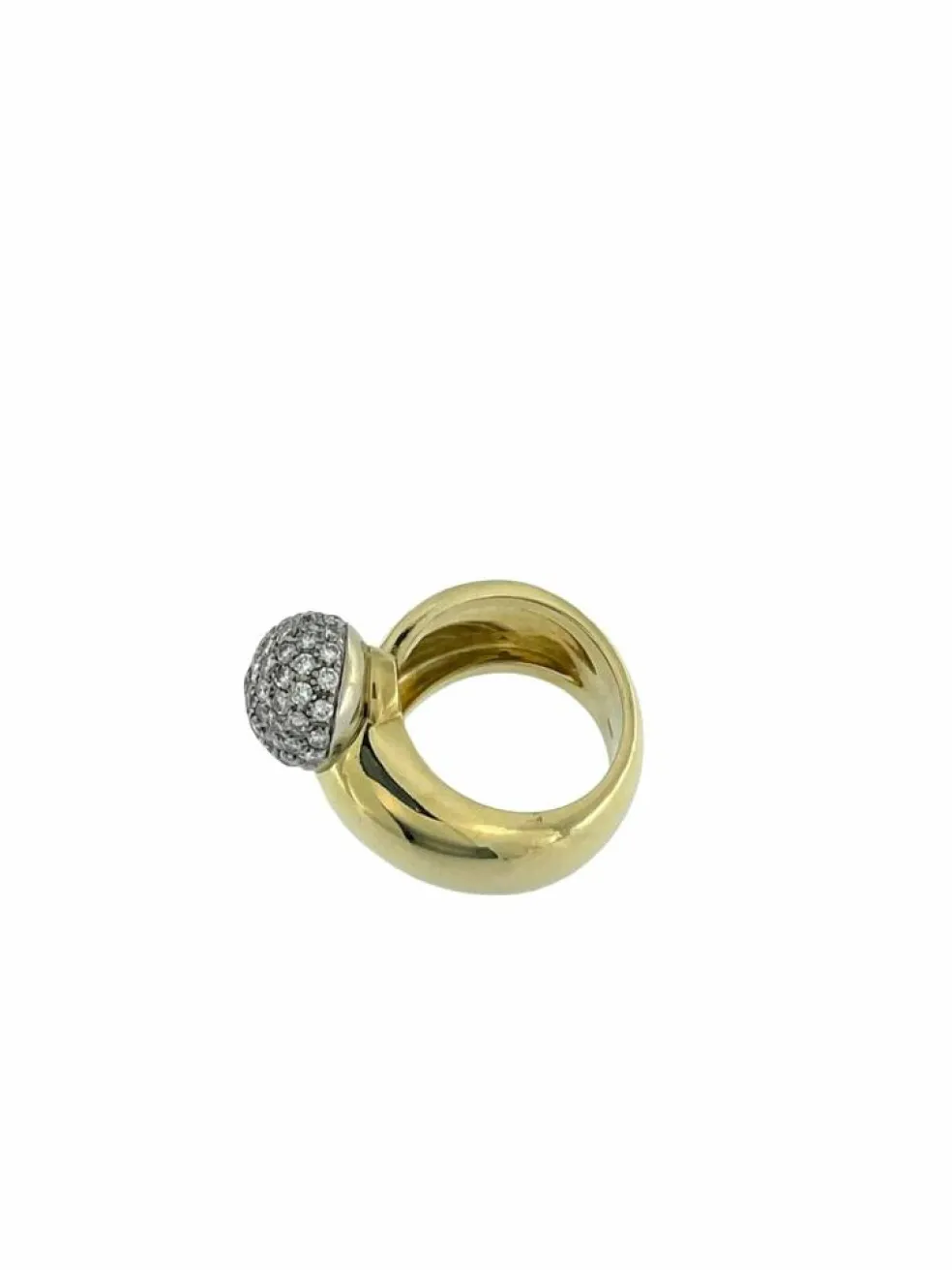 Bague rétro or jaune diamants certificat HRD
