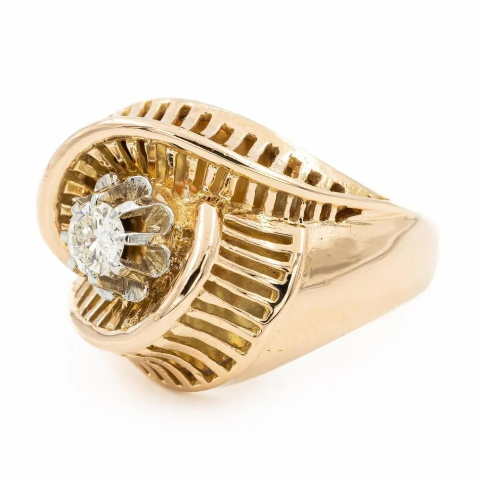 Bague Rétro Or jaune Diamant
