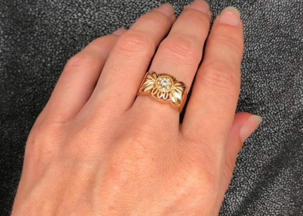Bague Rétro Quartz Blanc Or Rose