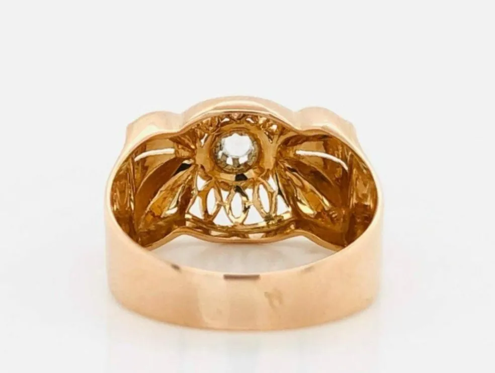 Bague Rétro Quartz Blanc Or Rose