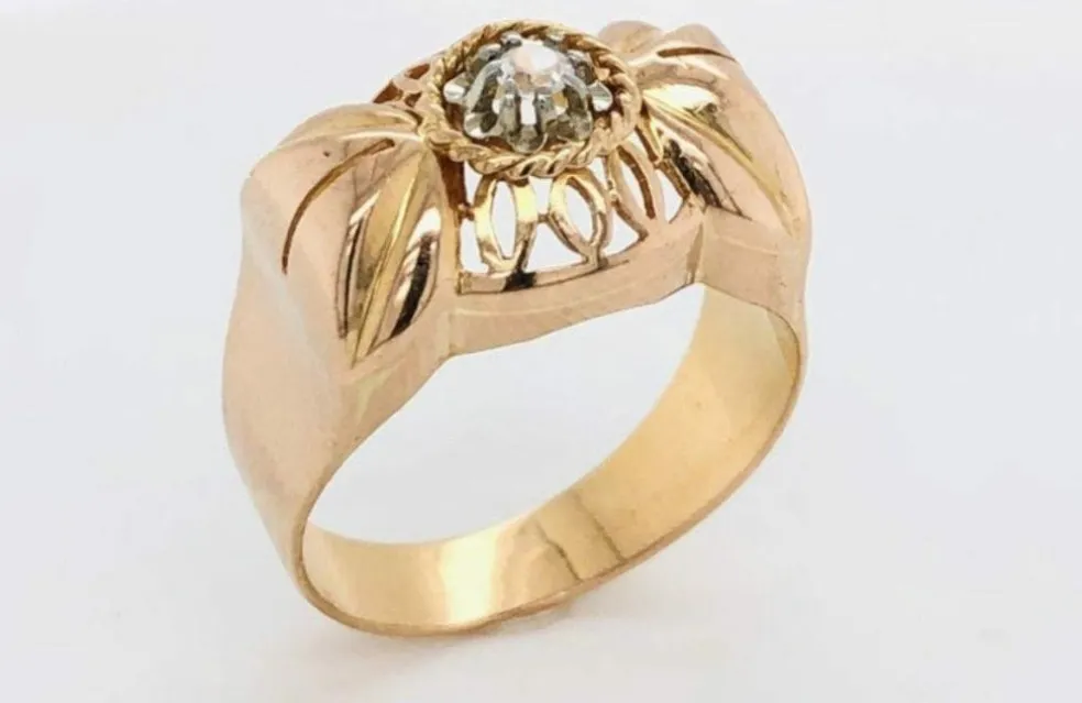 Bague Rétro Quartz Blanc Or Rose
