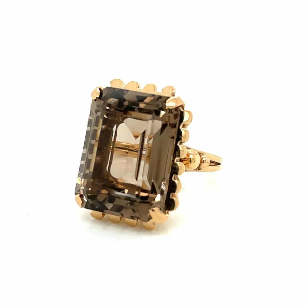 Bague Rétro Quartz Fumé