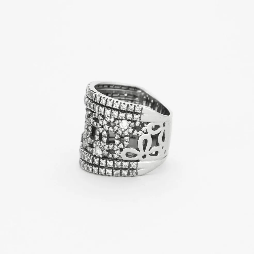 Bague ruban or blanc et diamants
