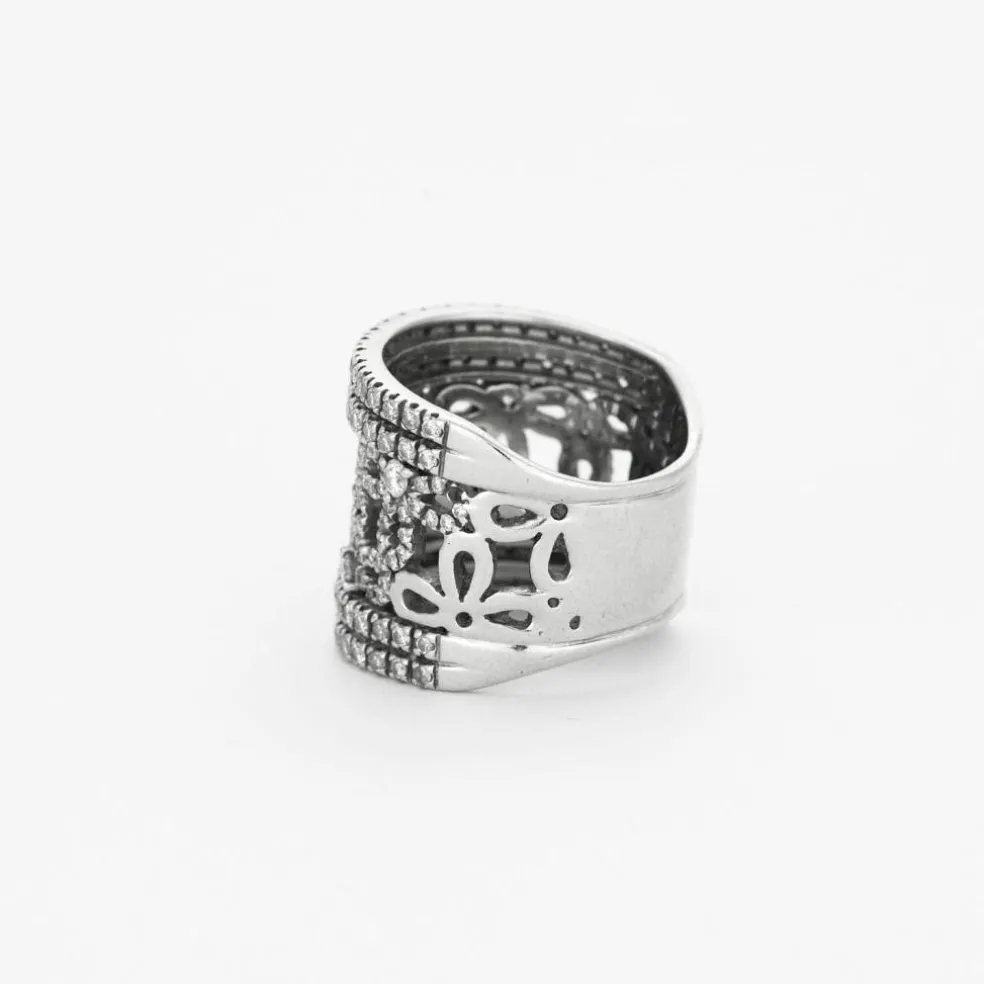 Bague ruban or blanc et diamants
