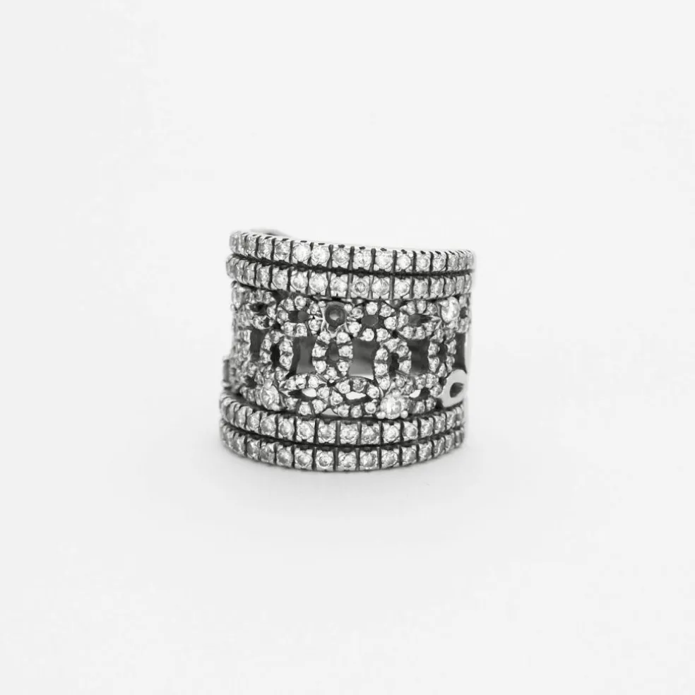Bague ruban or blanc et diamants