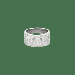 Bague ruban or blanc pavage diamants