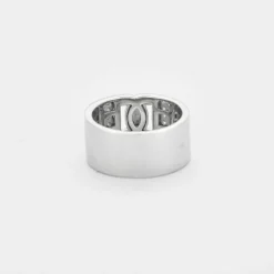 Bague ruban or blanc pavage diamants