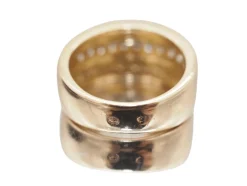 Bague ruban or jaune, triple rangée diamants