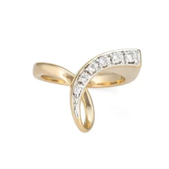 Bague Ruban Vintage Diamant Or Jaune