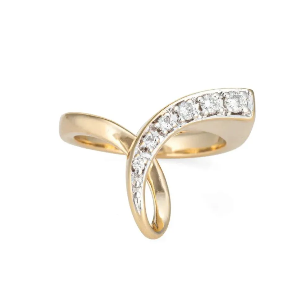 Bague Ruban Vintage Diamant Or Jaune