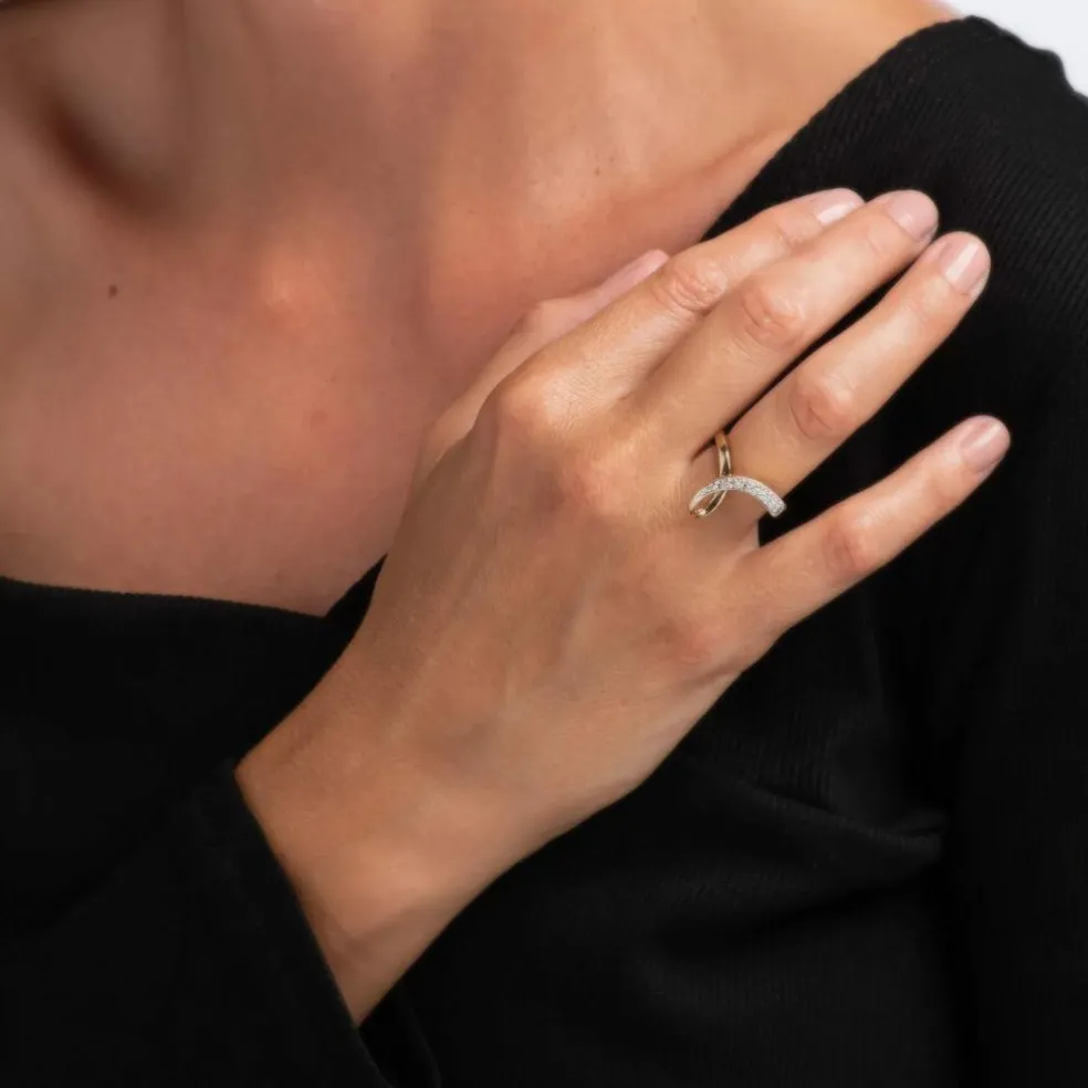 Bague Ruban Vintage Diamant Or Jaune