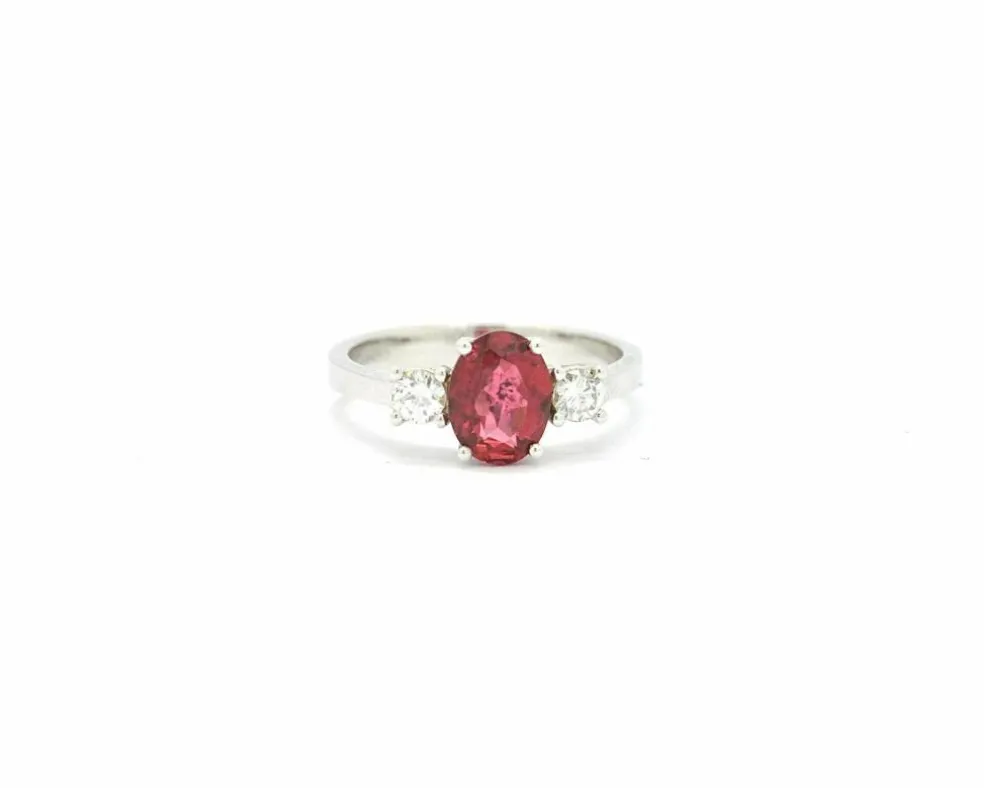 Bague rubellite et diamant